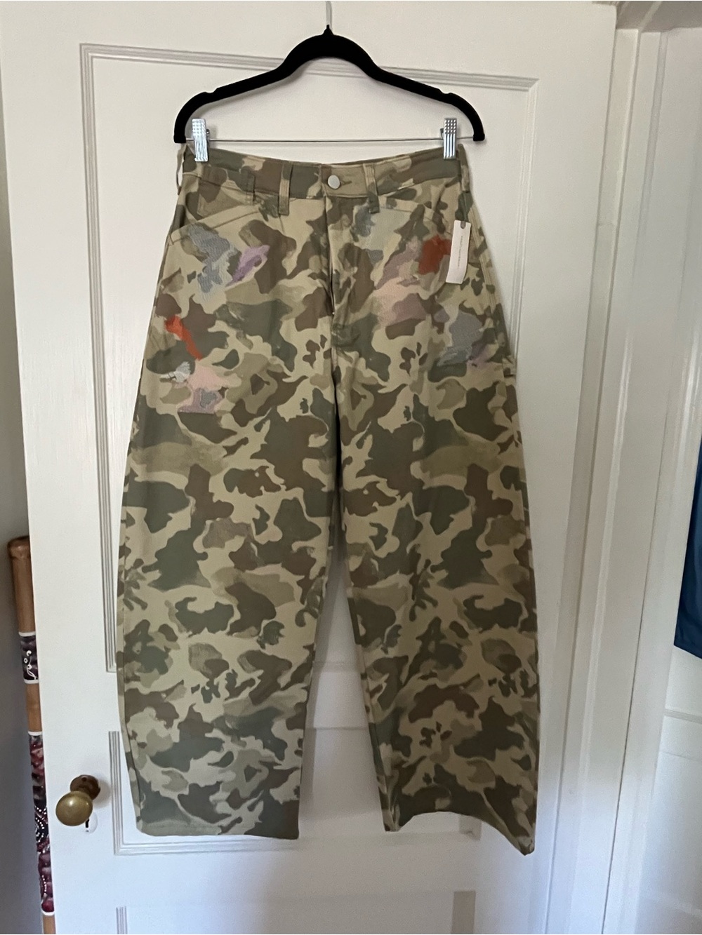 Pilcro Camo Carpenter Pants in Green and Tan - Picture 3 of 6